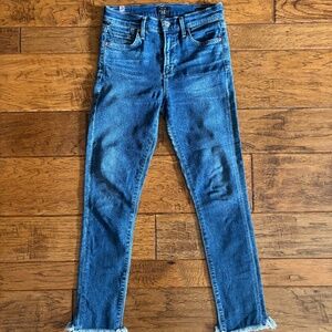 Citizens of Humanity Rocket Crop High Rise Skinny Jeans Frequency Chewed Hem 26